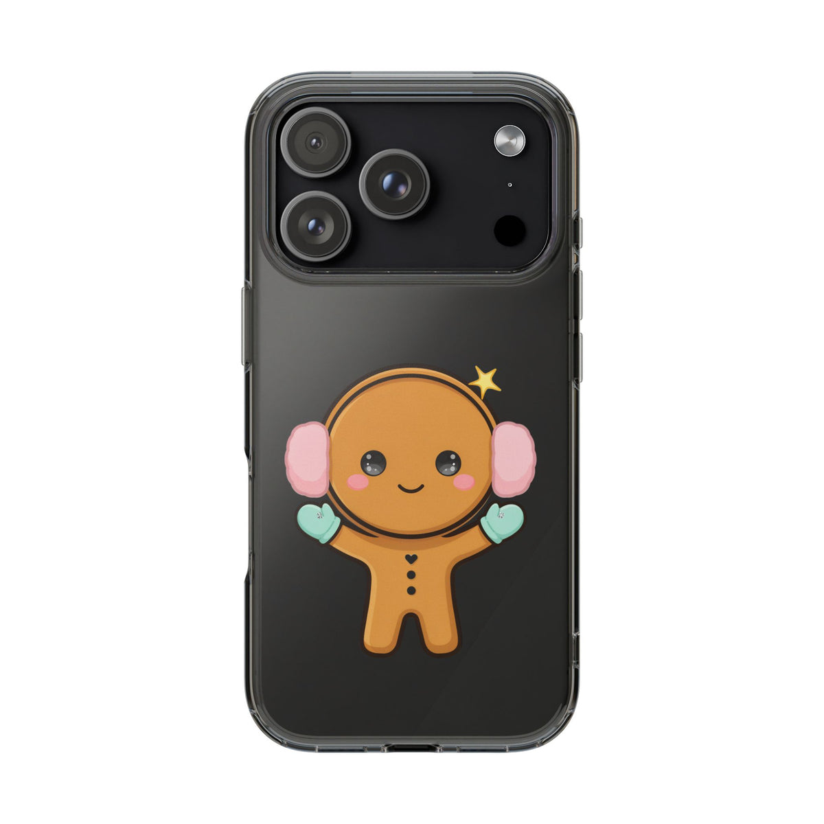 Kawaii Gingerbread Phone Case, Cute Winter Character