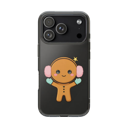 Kawaii Gingerbread Phone Case, Cute Winter Character