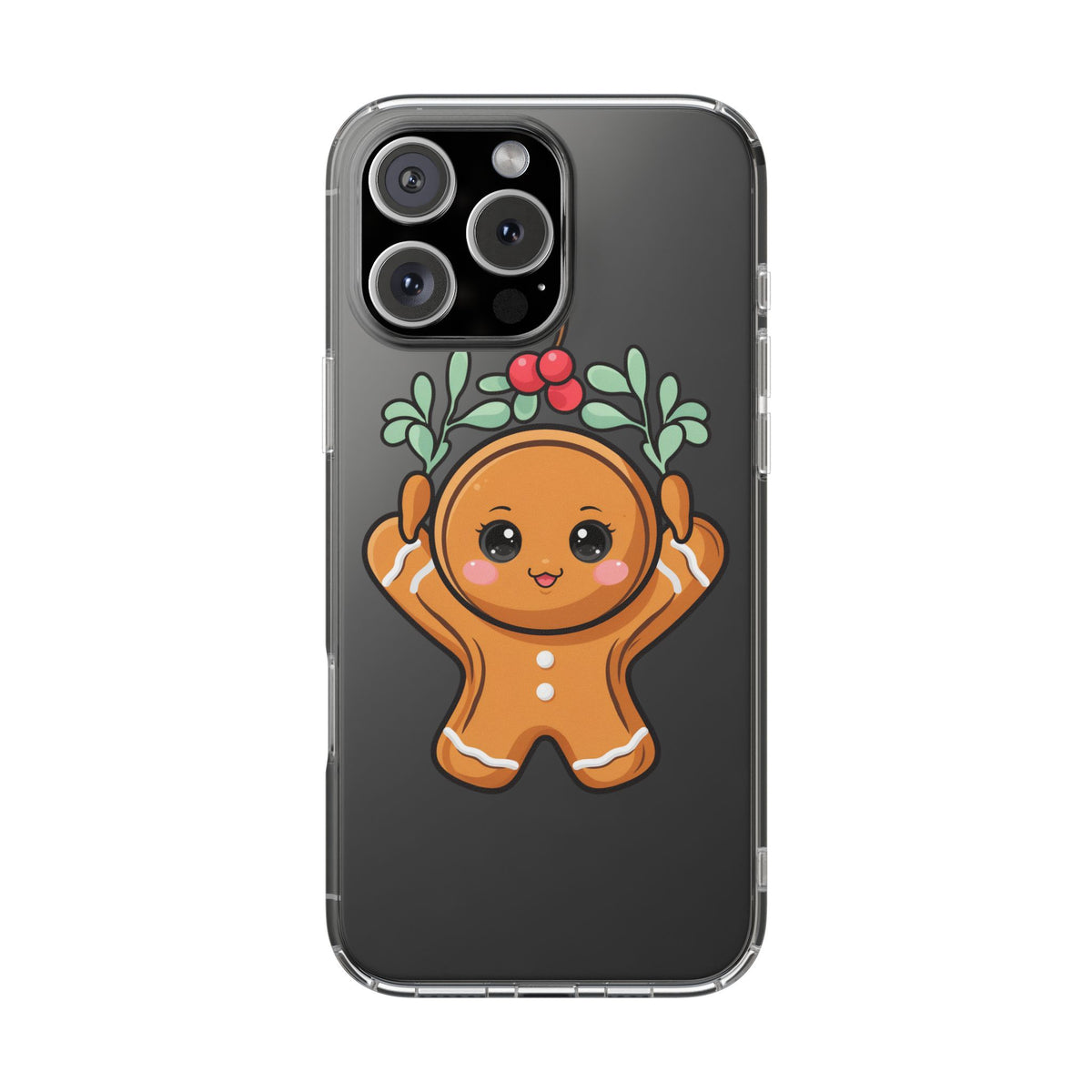 Kawaii Gingerbread Phone Case with Mistletoe Cheer