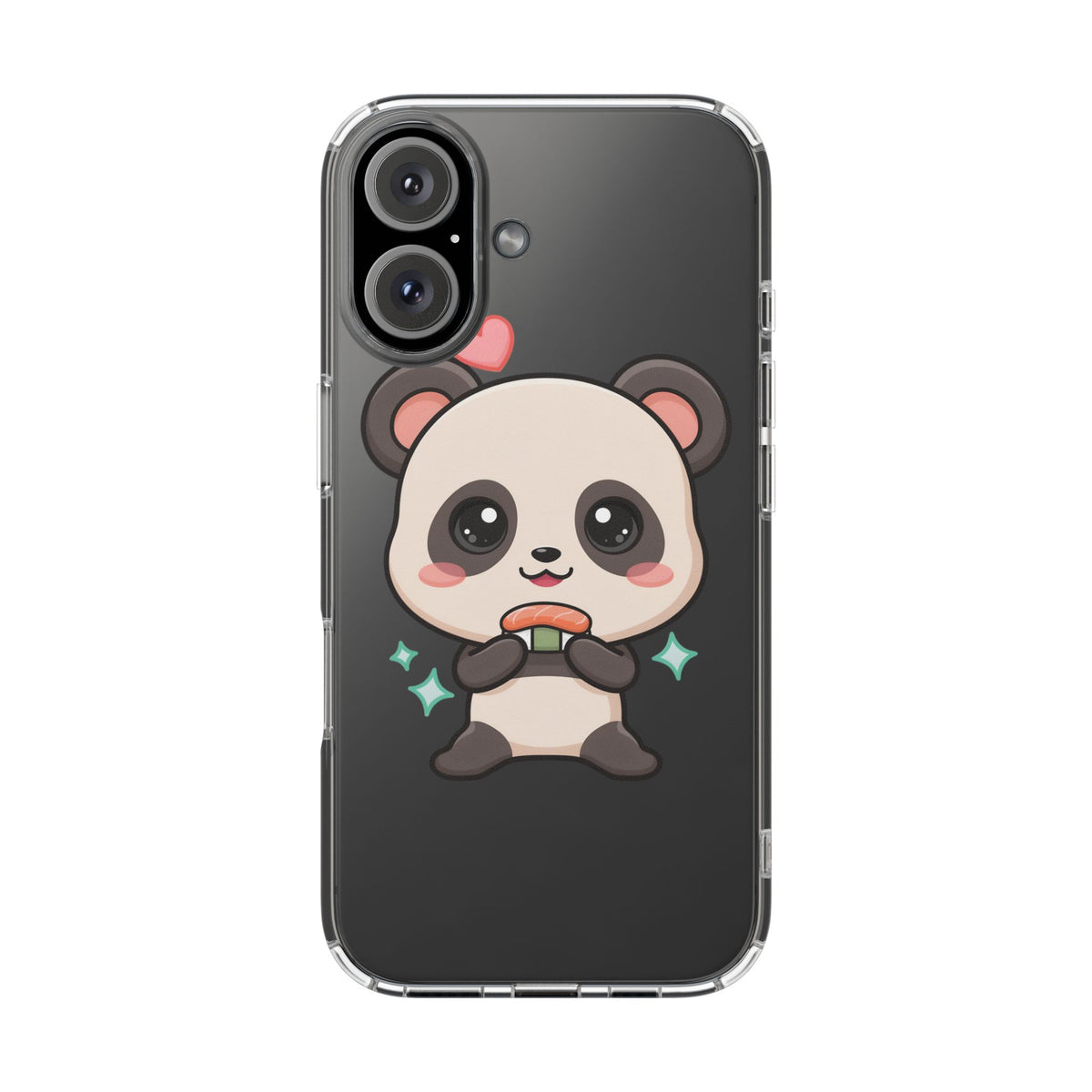 Kawaii Panda Sushi Phone Case, Clear Impact-Resistant Case