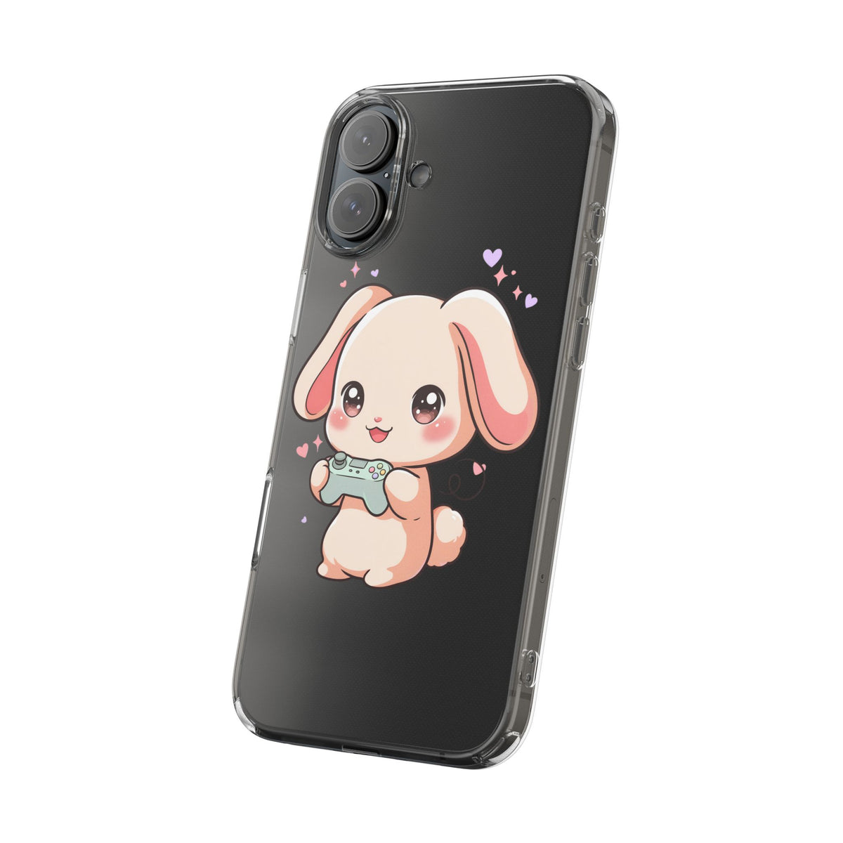 Kawaii Bunny Gamer Clear Impact-Resistant Phone Case