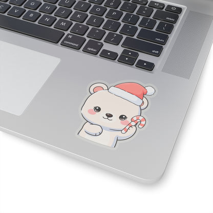 Christmas Polar Bear Sticker, Cute Kawaii Holiday Gift