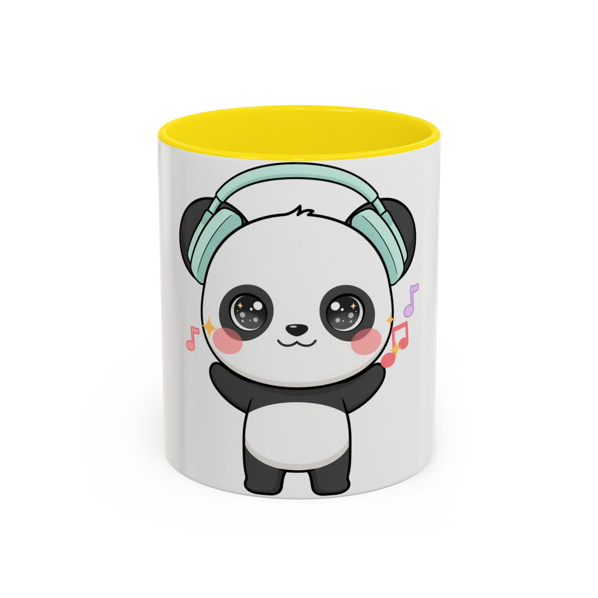 Kawaii Panda Music Mug, Colorful Accent Coffee Mug