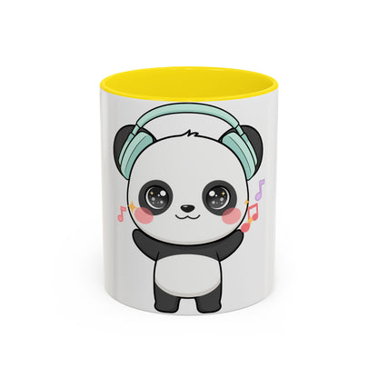Kawaii Panda Music Mug, Colorful Accent Coffee Mug