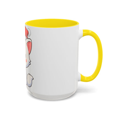 Kawaii Arctic Fox Christmas Mug, Cute Santa Fox Accent Coffee Mug