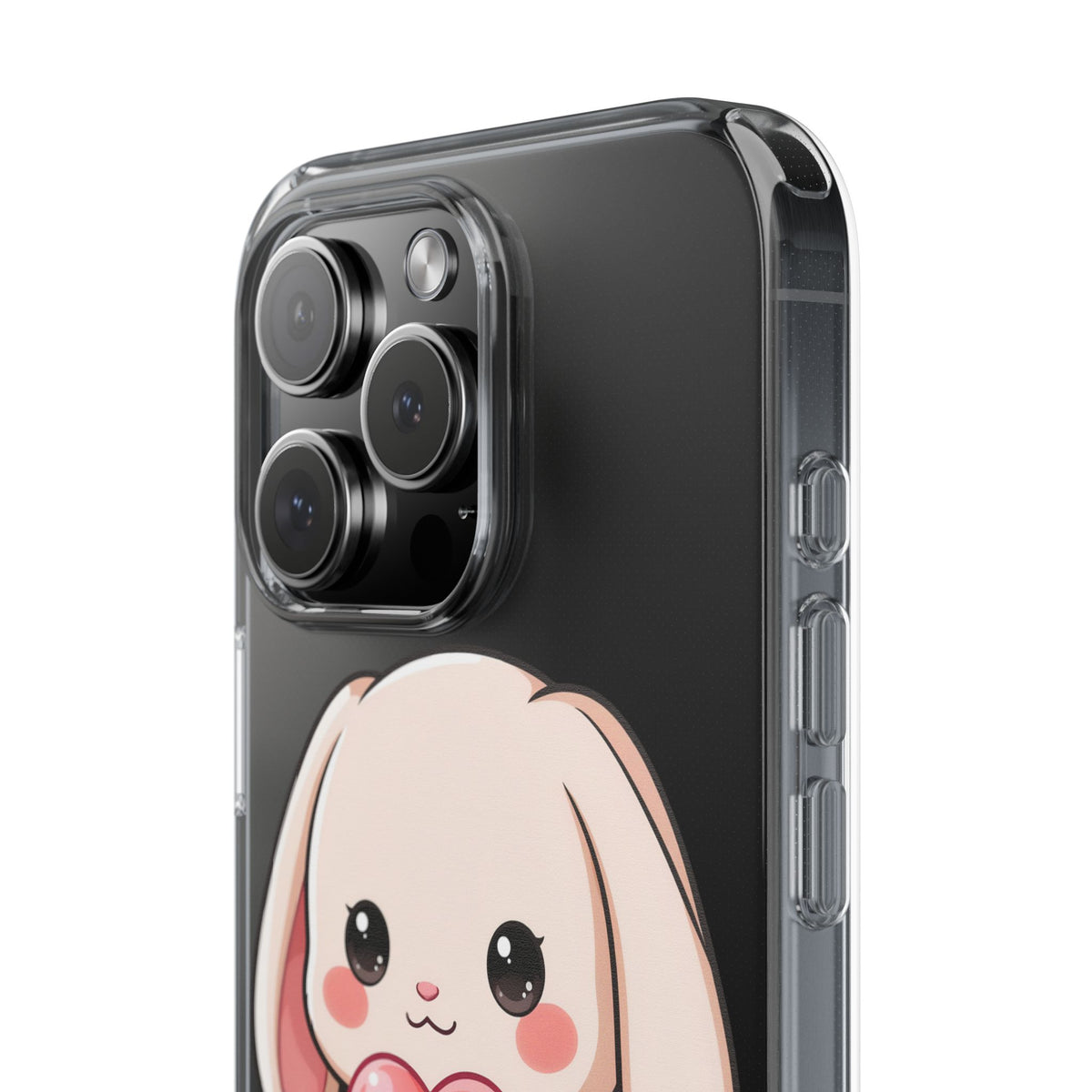 Kawaii Bunny Clear Phone Case with Heart