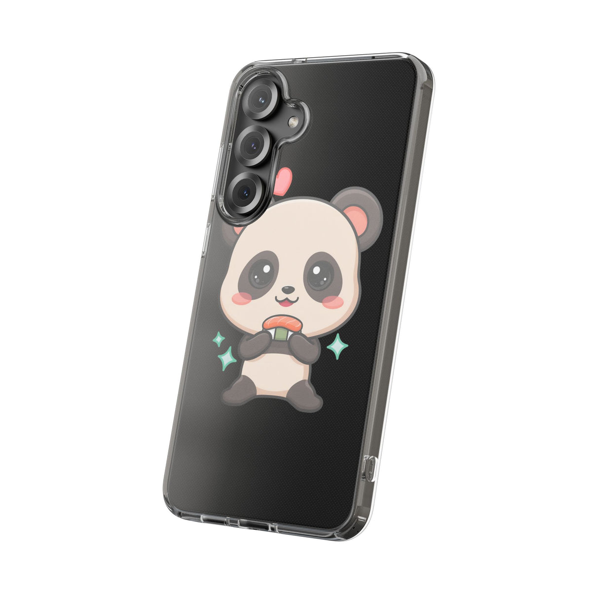 Kawaii Panda Sushi Phone Case, Clear Impact-Resistant Case