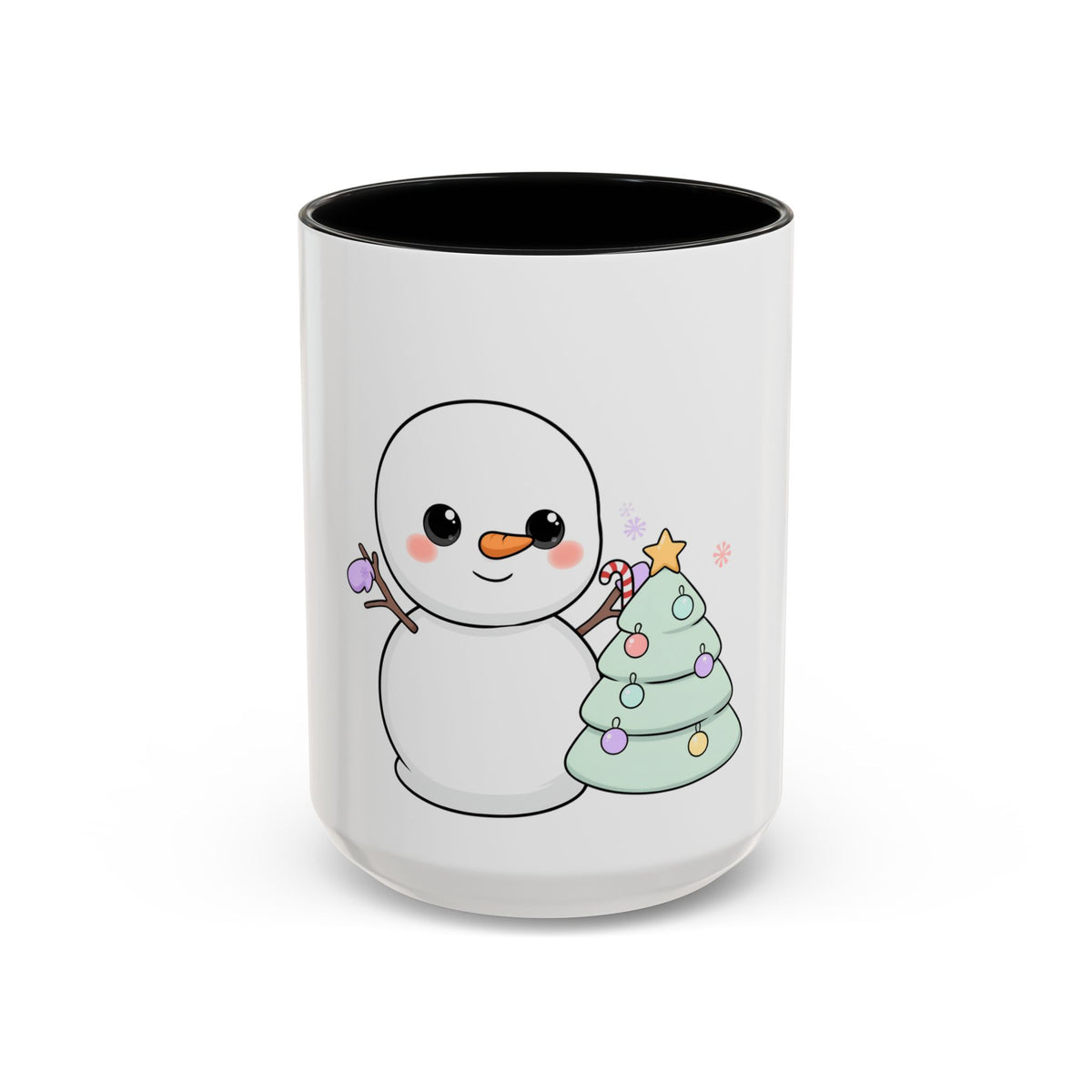 Kawaii Snowman Christmas Mug, Accent Coffee Mug