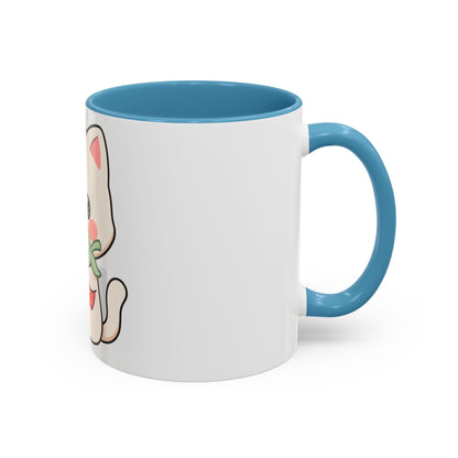 Kawaii Cat Strawberry Accent Coffee Mug