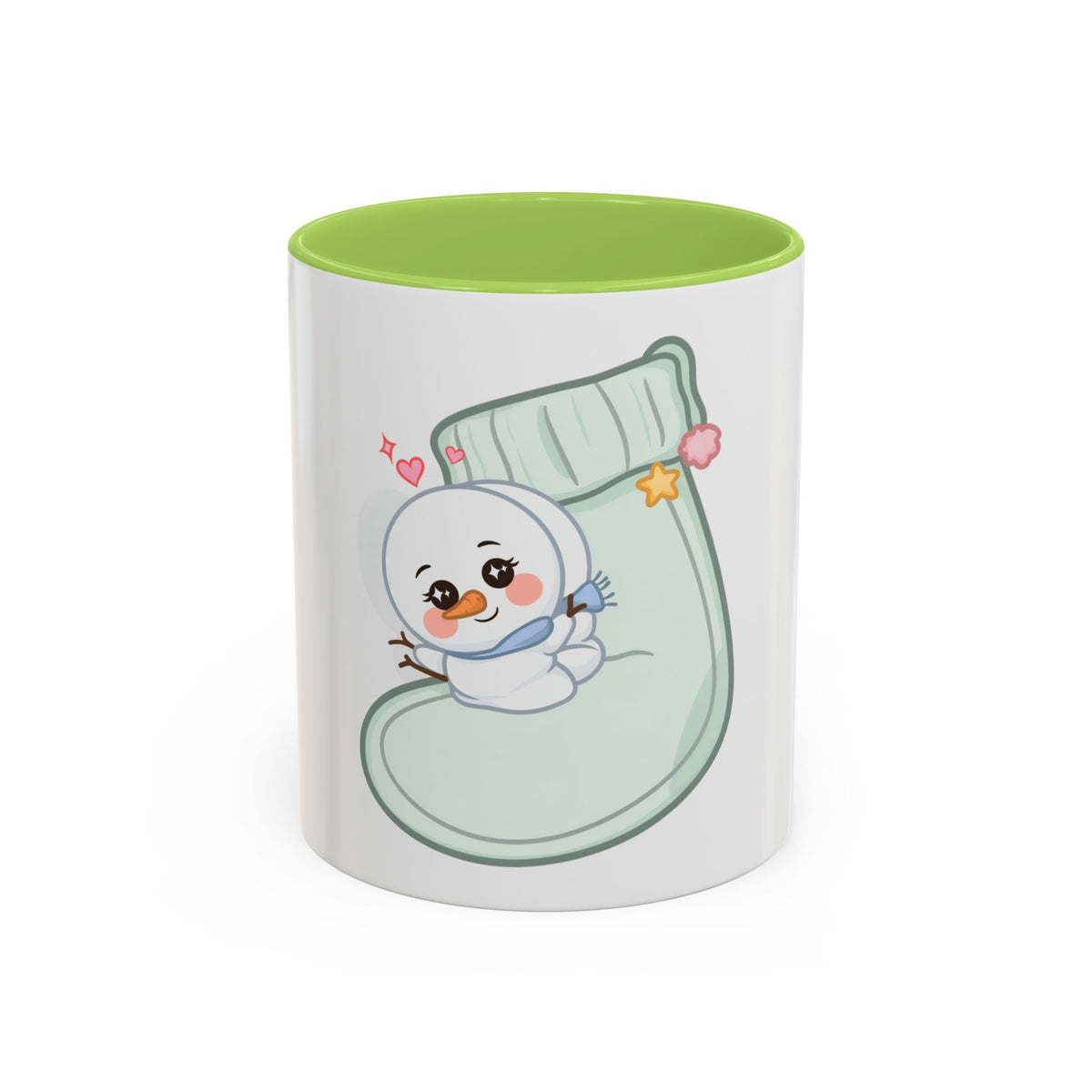 Christmas Snowman Accent Coffee Mug, Cute Holiday Gift
