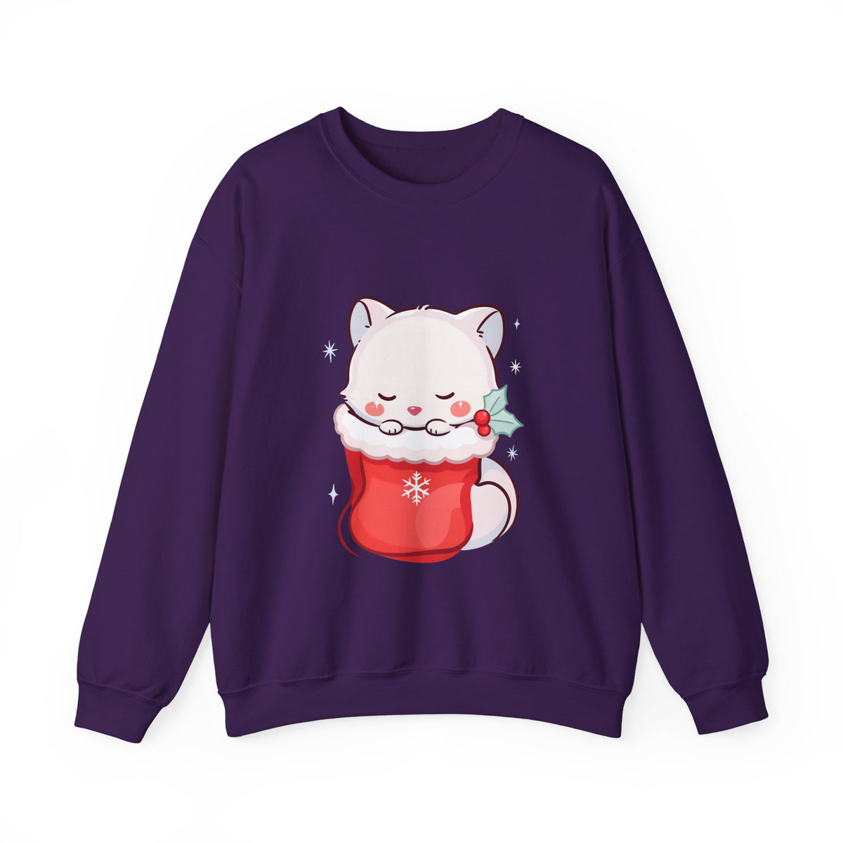 Christmas Fox Sweatshirt, Kawaii Stocking Arctic Fox Gift