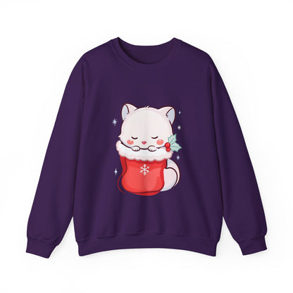 Christmas Fox Sweatshirt, Kawaii Stocking Arctic Fox Gift