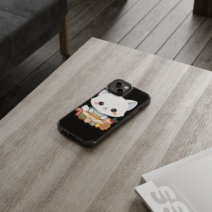 Christmas Fox Clear Phone Case, Kawaii Cookie Baker