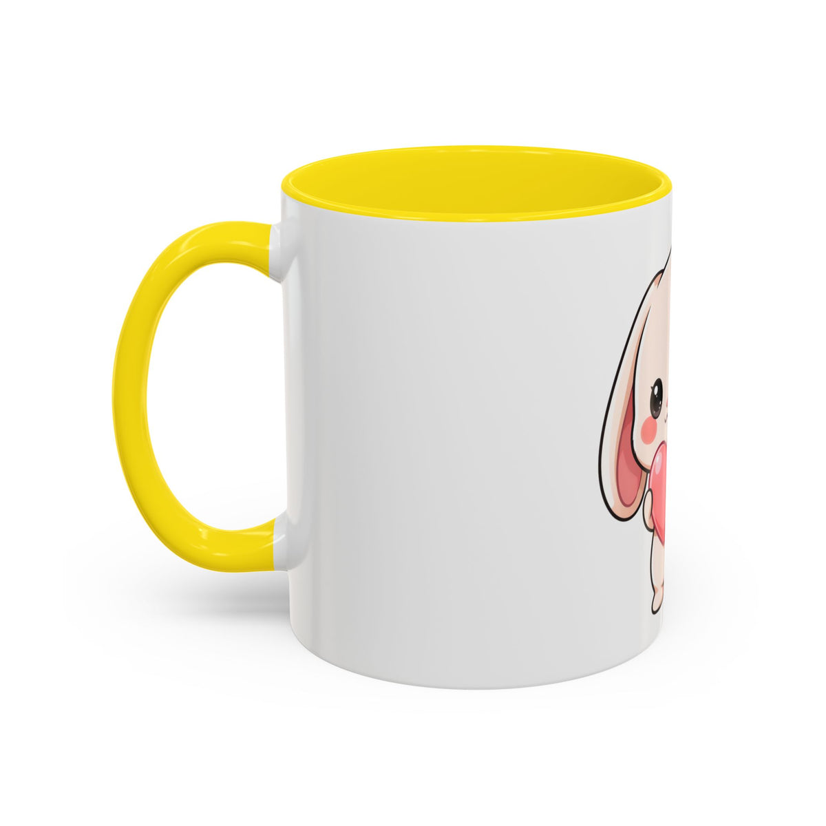 Kawaii Bunny Accent Coffee Mug with Heart, 11oz or 15oz