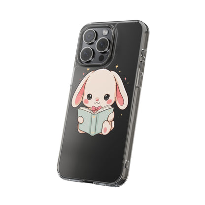 Kawaii Reading Bunny Clear Impact-Resistant Case