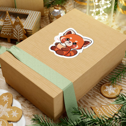 Kawaii Red Panda Latte Sticker for Coffee Lovers