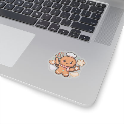 Kawaii Gingerbread Baker Christmas Kiss-Cut Sticker