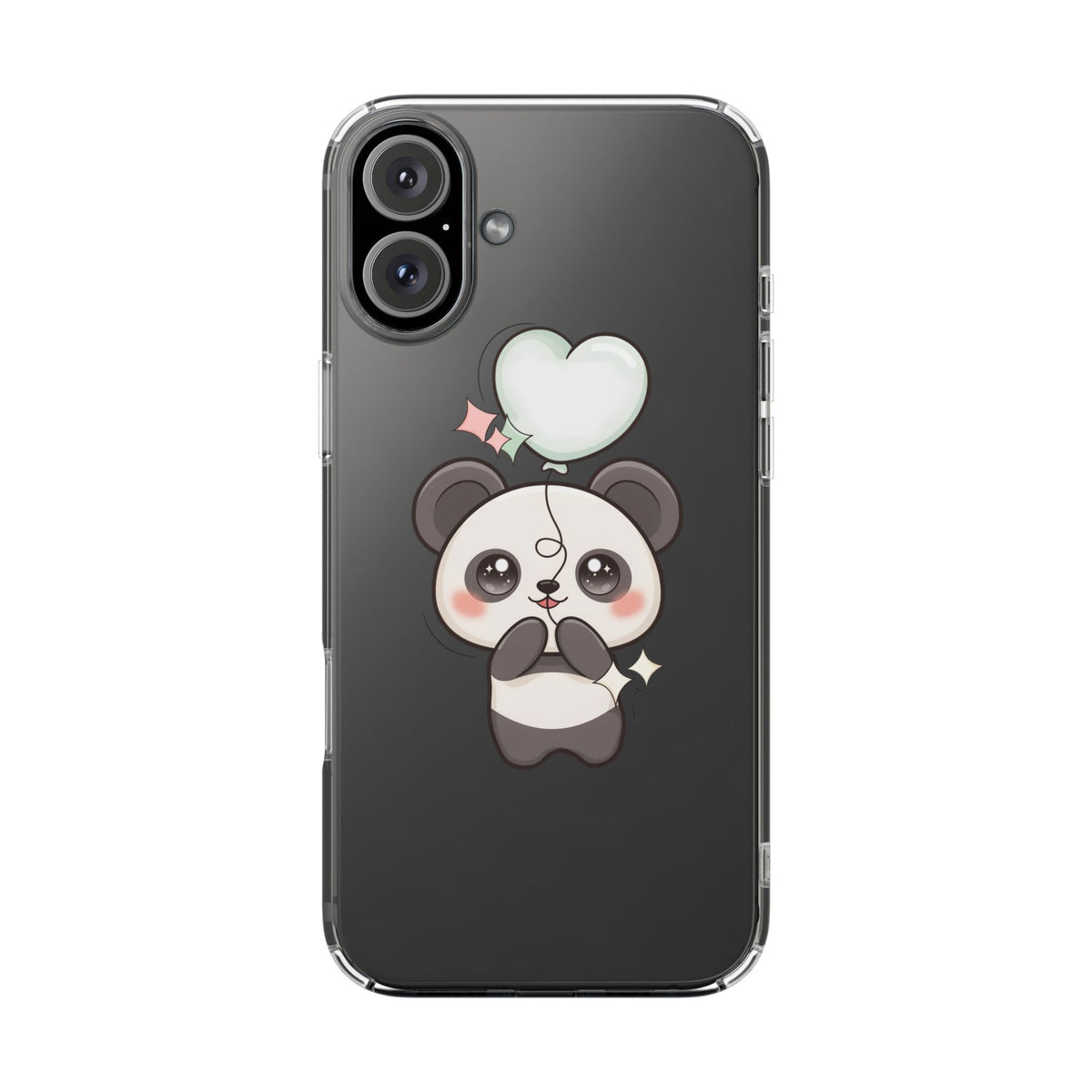 Kawaii Panda Clear Phone Case with Balloon
