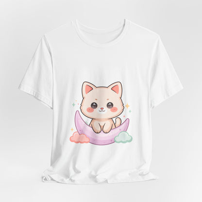 Kawaii Cat Moon T-Shirt for Cozy Night Owls