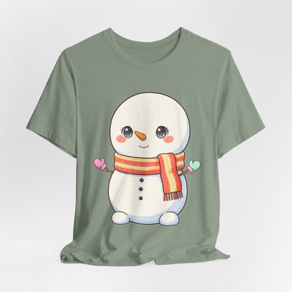 Kawaii Snowman Christmas T-Shirt for Cute Holiday Cheer