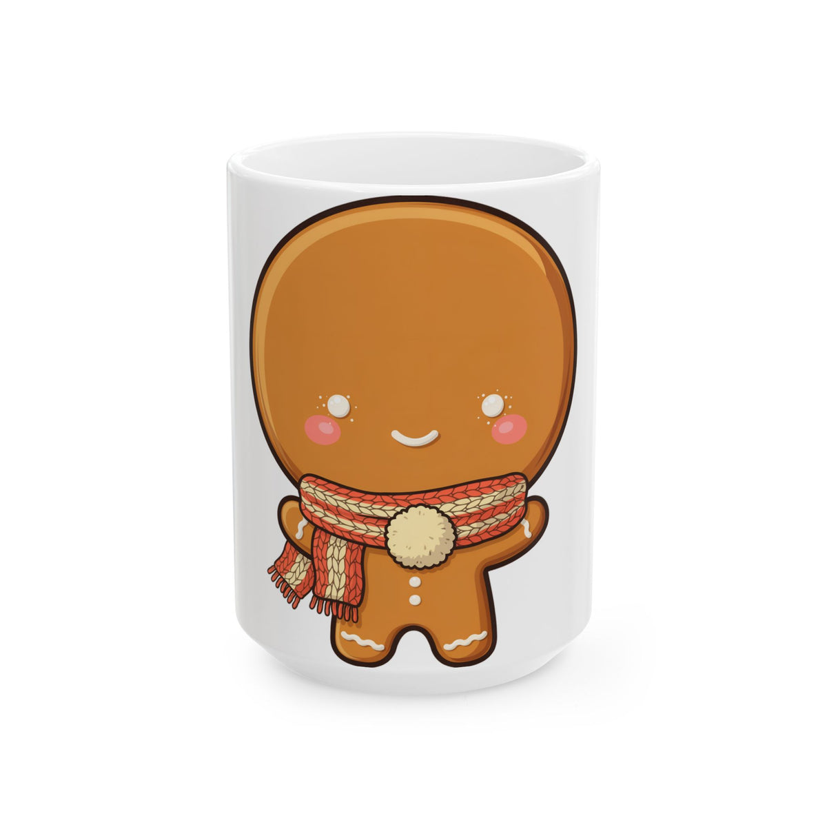 Gingerbread Man Christmas Mug, Cute Holiday Ceramic Coffee Cup