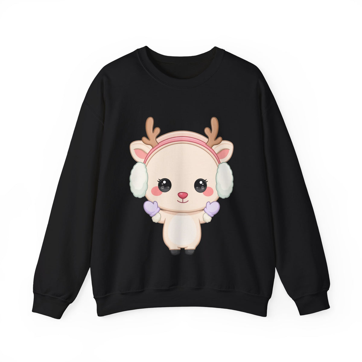 Kawaii Reindeer Sweatshirt, Cute Winter Crewneck