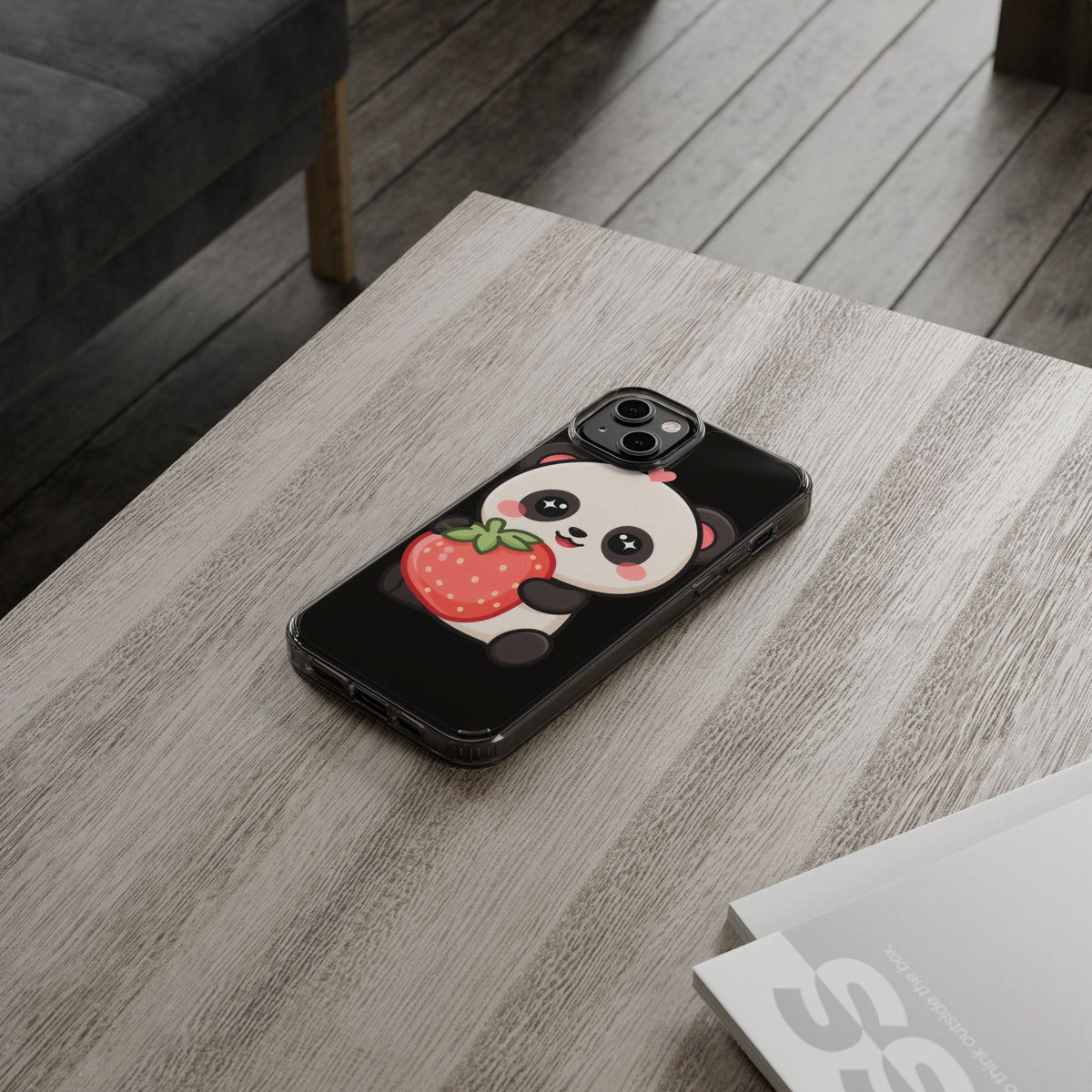 Kawaii Panda Phone Case, Sweet Strawberry Gift