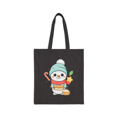 Christmas Snowman Tote Bag for Holiday Cookie Baking
