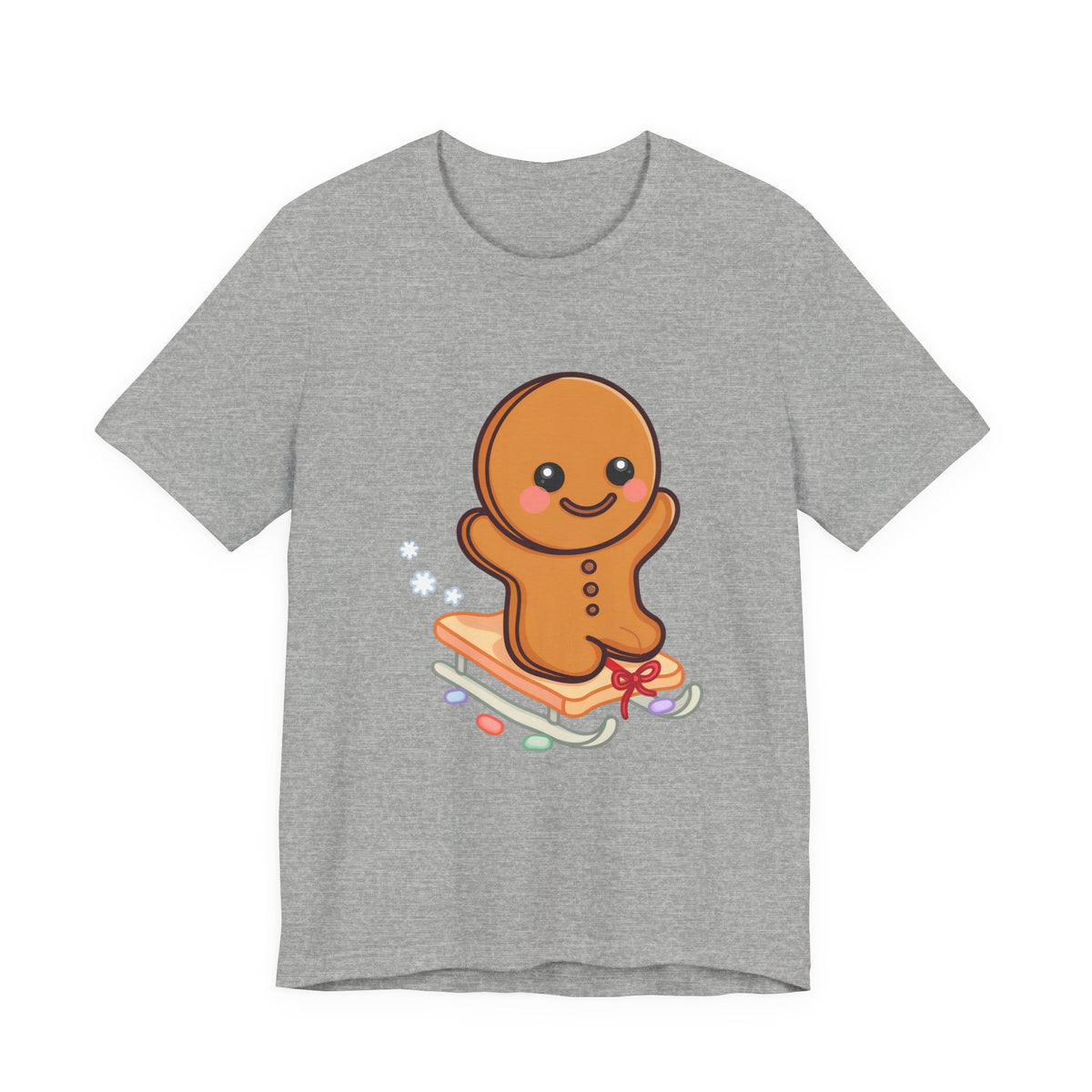 Gingerbread Man T-Shirt – Kawaii Holiday Sledding