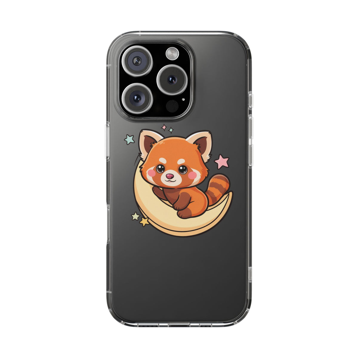 Red Panda Phone Case, Kawaii Moon Companion
