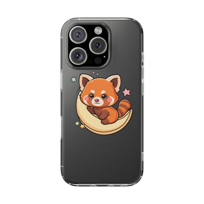 Red Panda Phone Case, Kawaii Moon Companion