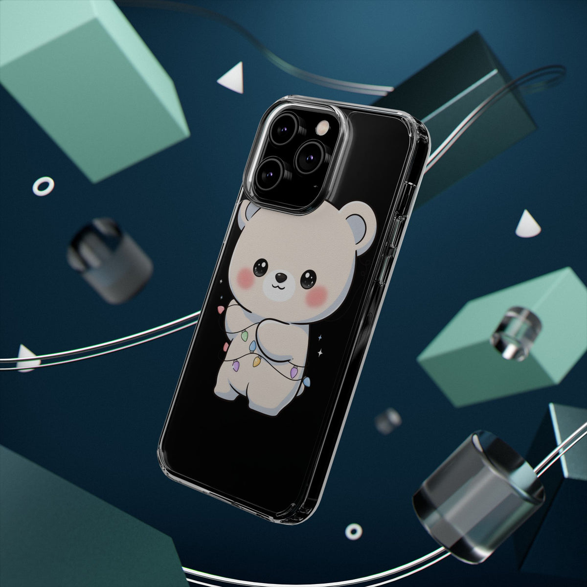 Kawaii Polar Bear Phone Case with Fairy Lights
