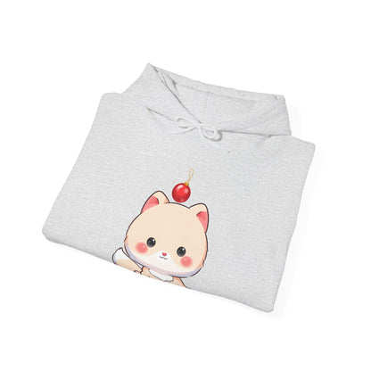 Kawaii Arctic Fox Christmas Hoodie, Unisex Heavy Blend