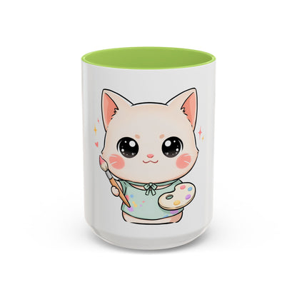 Kawaii Cat Artist Accent Coffee Mug