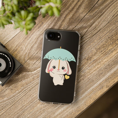 Kawaii Bunny Phone Case with Umbrella | Cute Clear Case