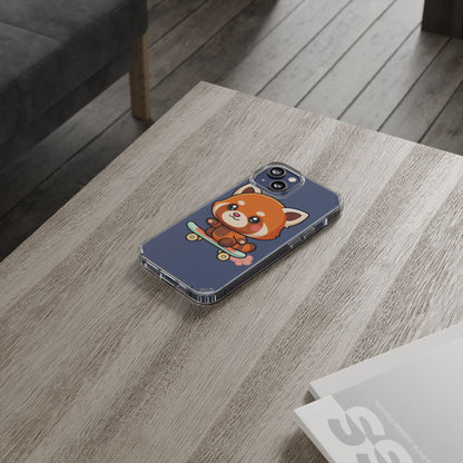 Red Panda Skateboard Phone Case, Cute Kawaii Style