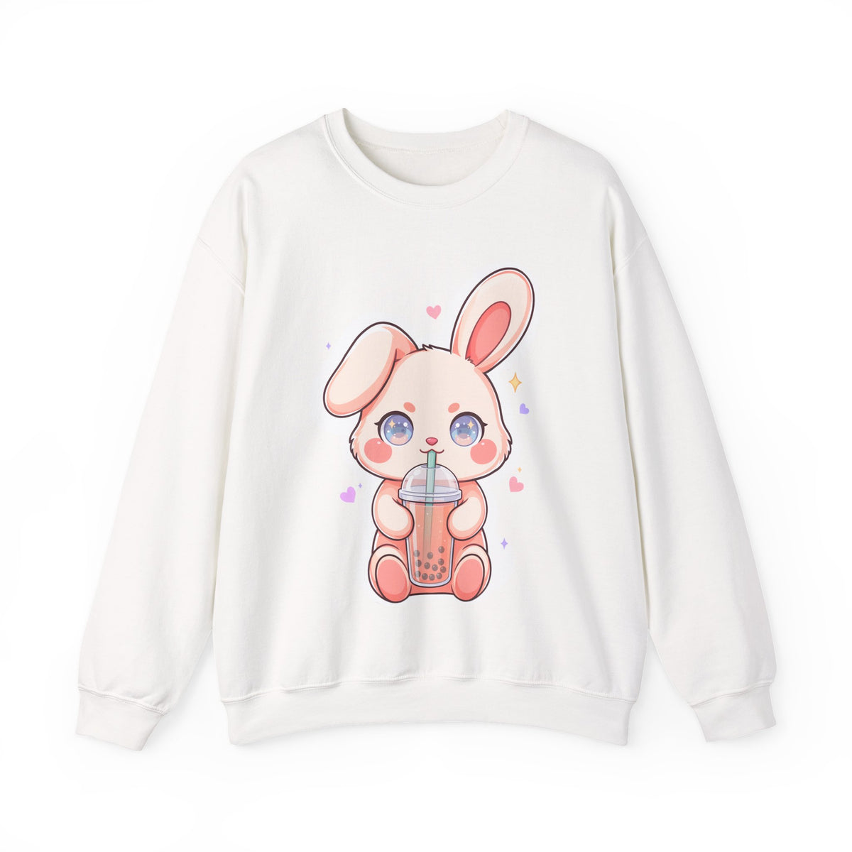 Kawaii Bunny Bubble Tea Sweatshirt, Cute Chibi Crewneck