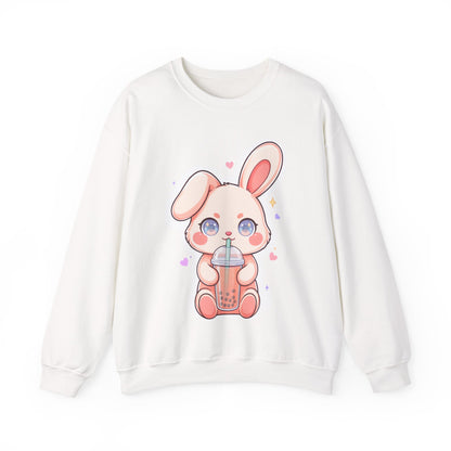 Kawaii Bunny Bubble Tea Sweatshirt, Cute Chibi Crewneck