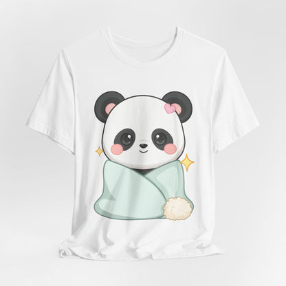 Kawaii Panda T-Shirt, Cozy Blanket Chibi Animal Tee