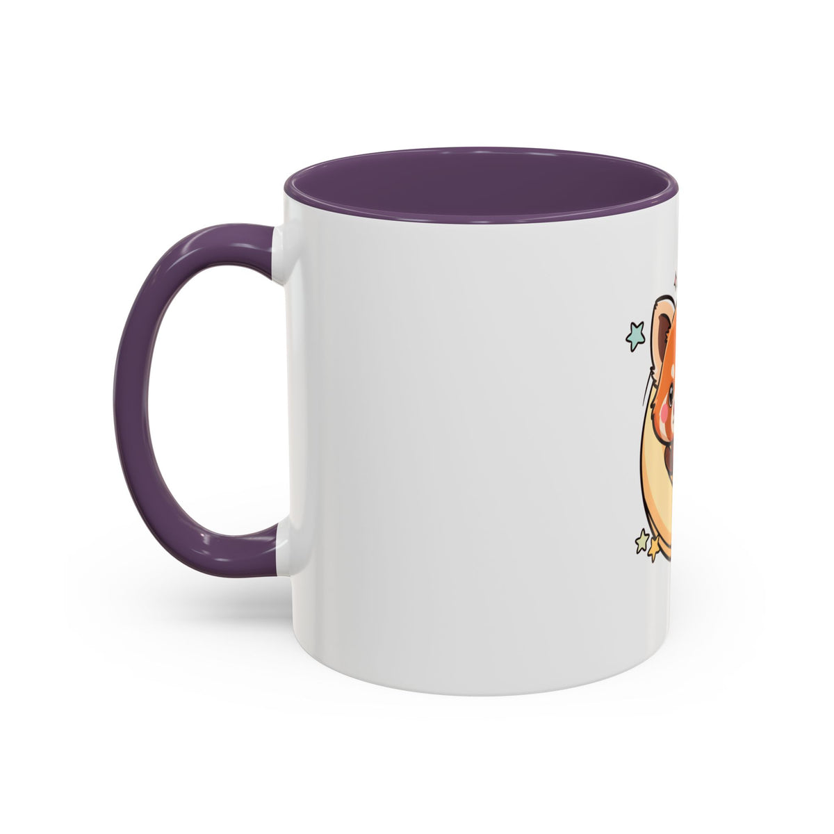 Red Panda Accent Coffee Mug, Kawaii Crescent Moon