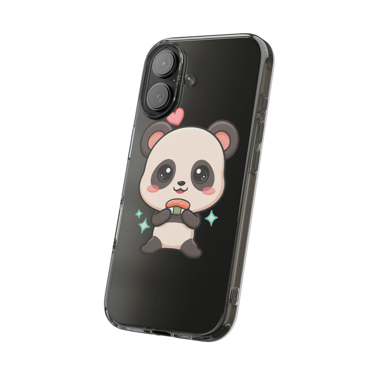 Kawaii Panda Sushi Phone Case, Clear Impact-Resistant Case