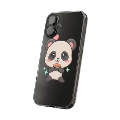 Kawaii Panda Sushi Phone Case, Clear Impact-Resistant Case