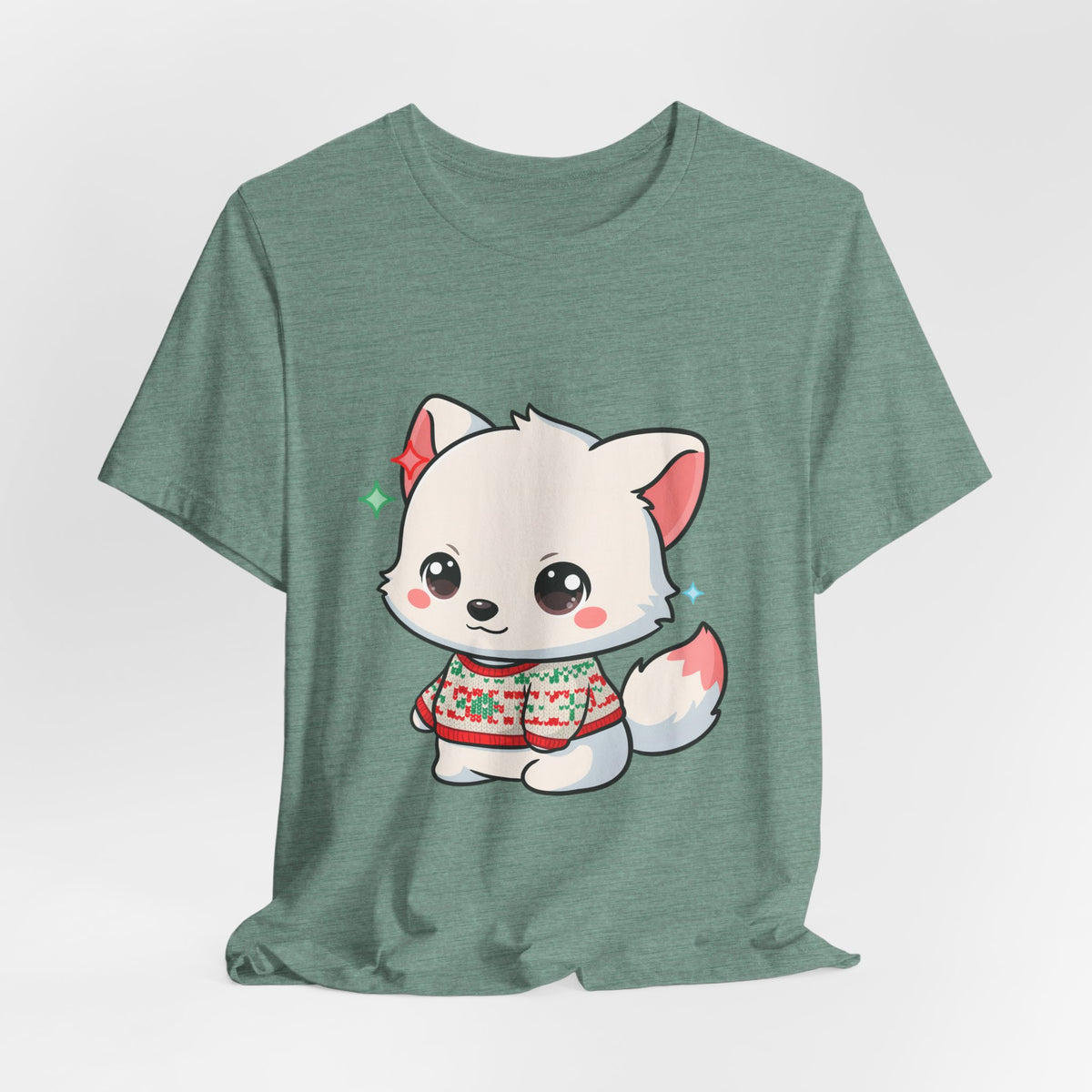 Kawaii Arctic Fox Christmas T-Shirt for Cute Holiday Fans