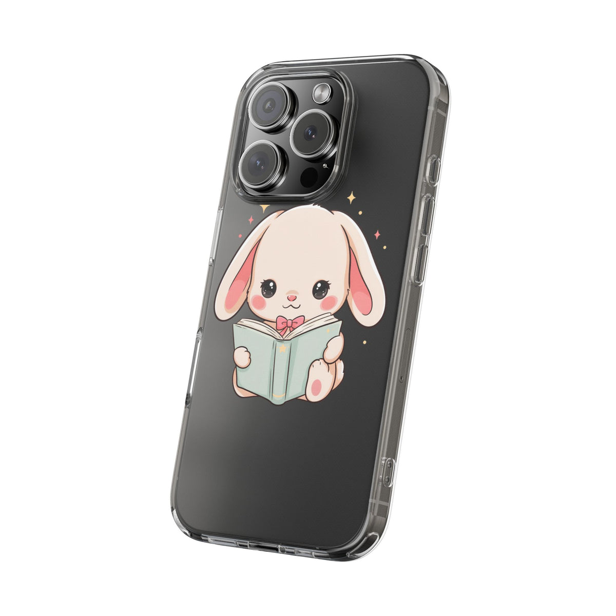 Kawaii Reading Bunny Clear Impact-Resistant Case