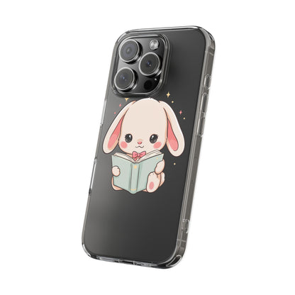Kawaii Reading Bunny Clear Impact-Resistant Case