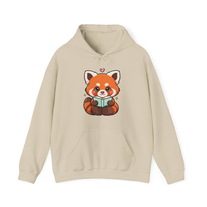Cute Red Panda Reading Hoodie, Kawaii Book Lover Sweatshirt