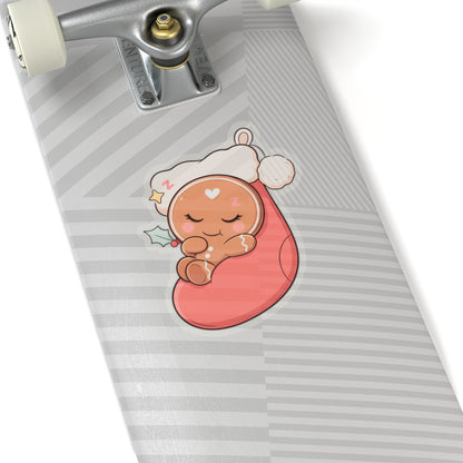 Sleeping Gingerbread Man Christmas Sticker