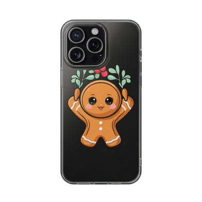 Kawaii Gingerbread Phone Case with Mistletoe Cheer