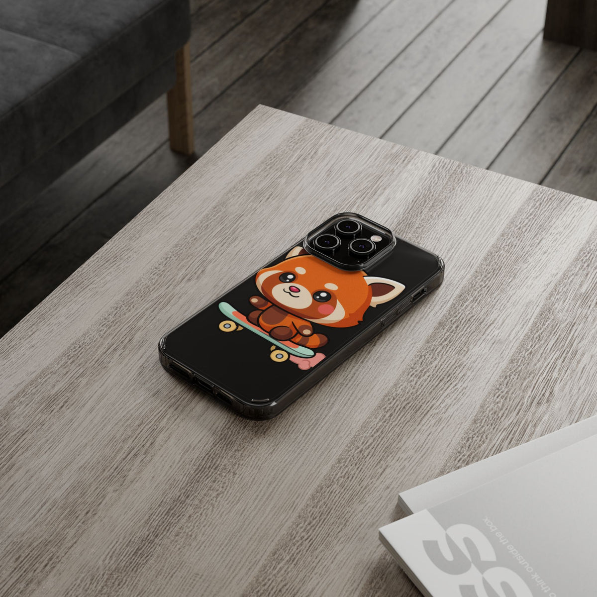Red Panda Skateboard Phone Case, Cute Kawaii Style