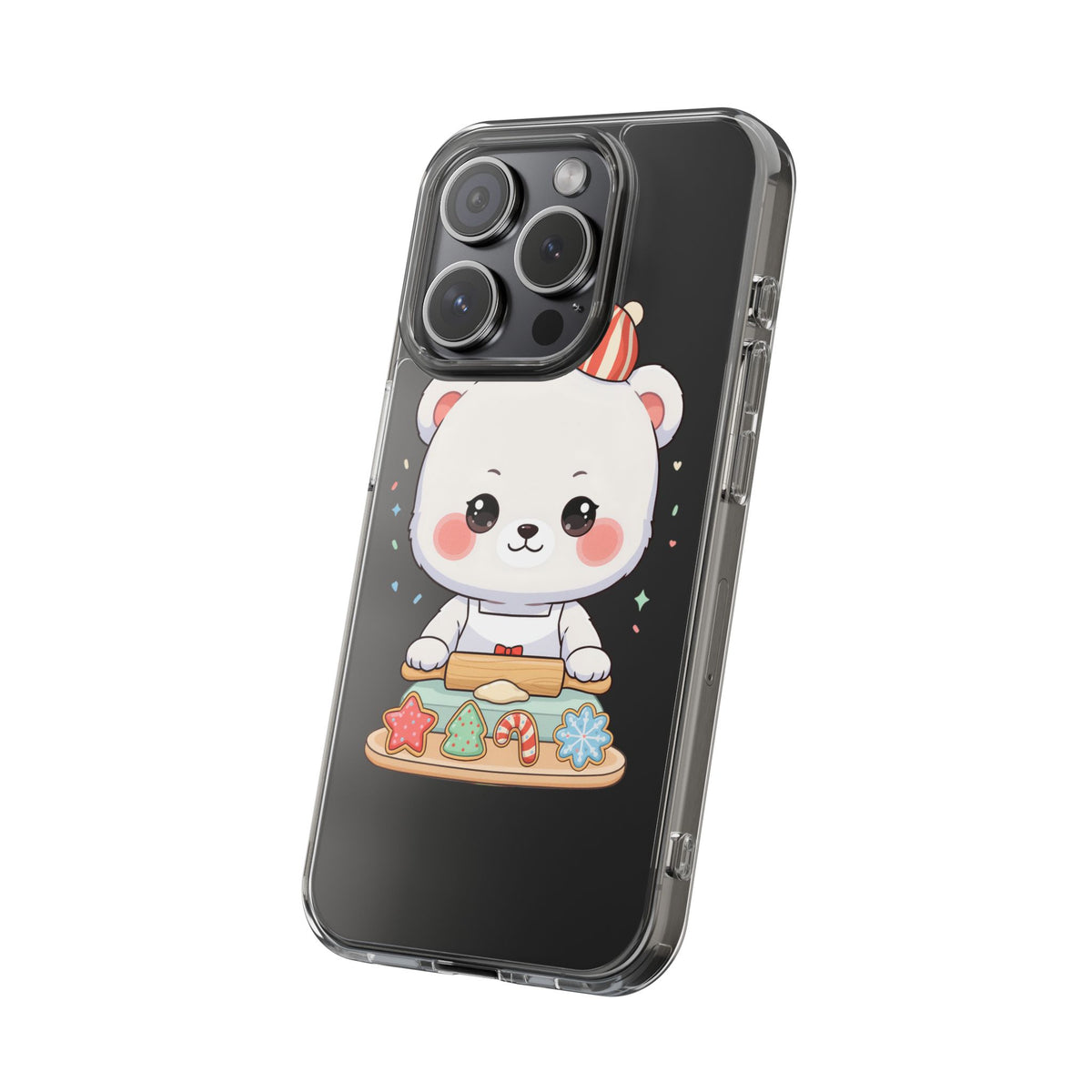 Christmas Bear Cookie Baking Clear Phone Case